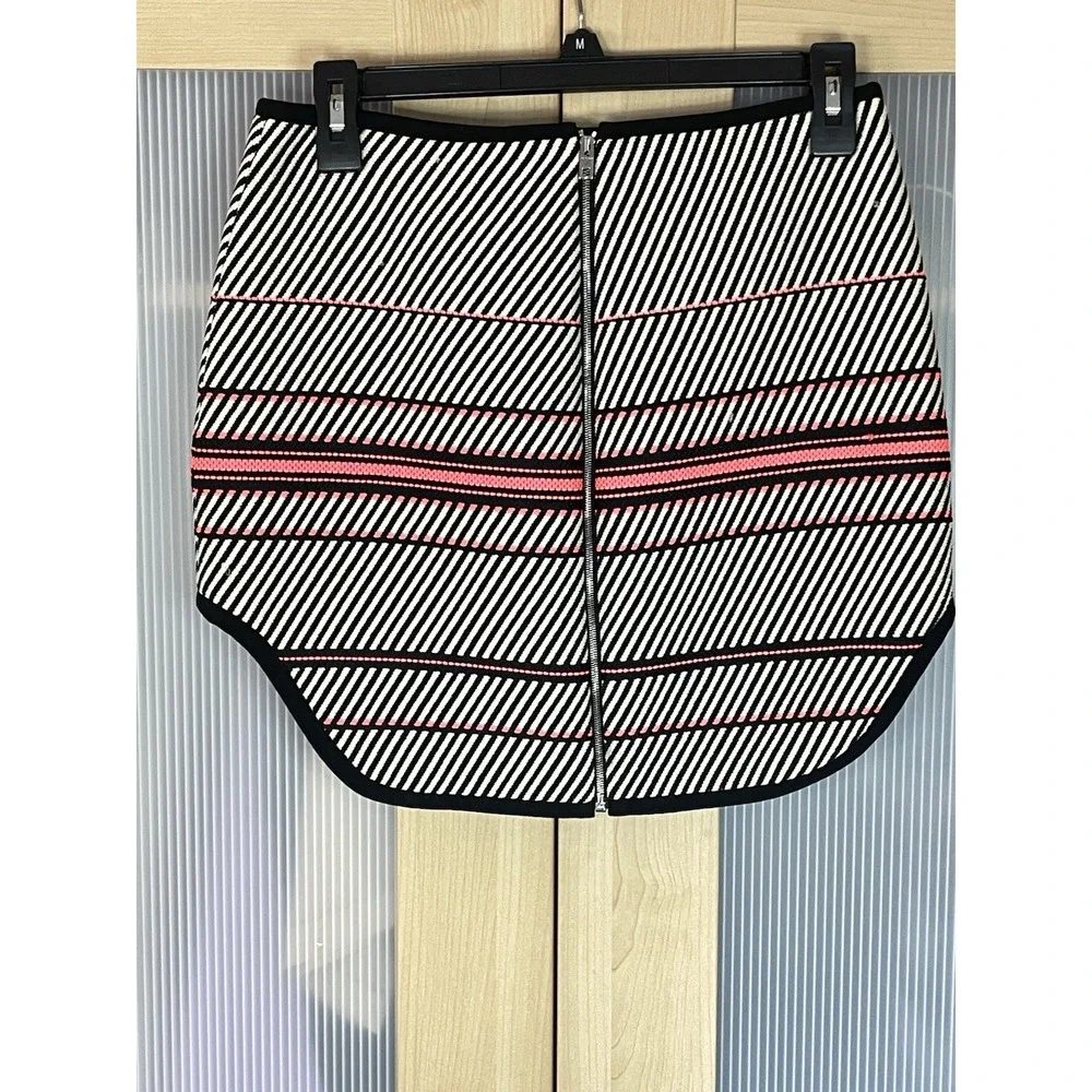 Rag & Bone Black White Mini Skirt Zipper‎ Structured  Casual Hi Low Preppy